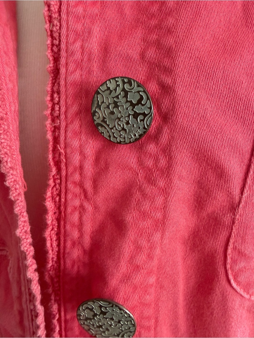 LIVE A LITTLE Denim / Twill Cotton Jacket in Salmon - Picture 9 of 12